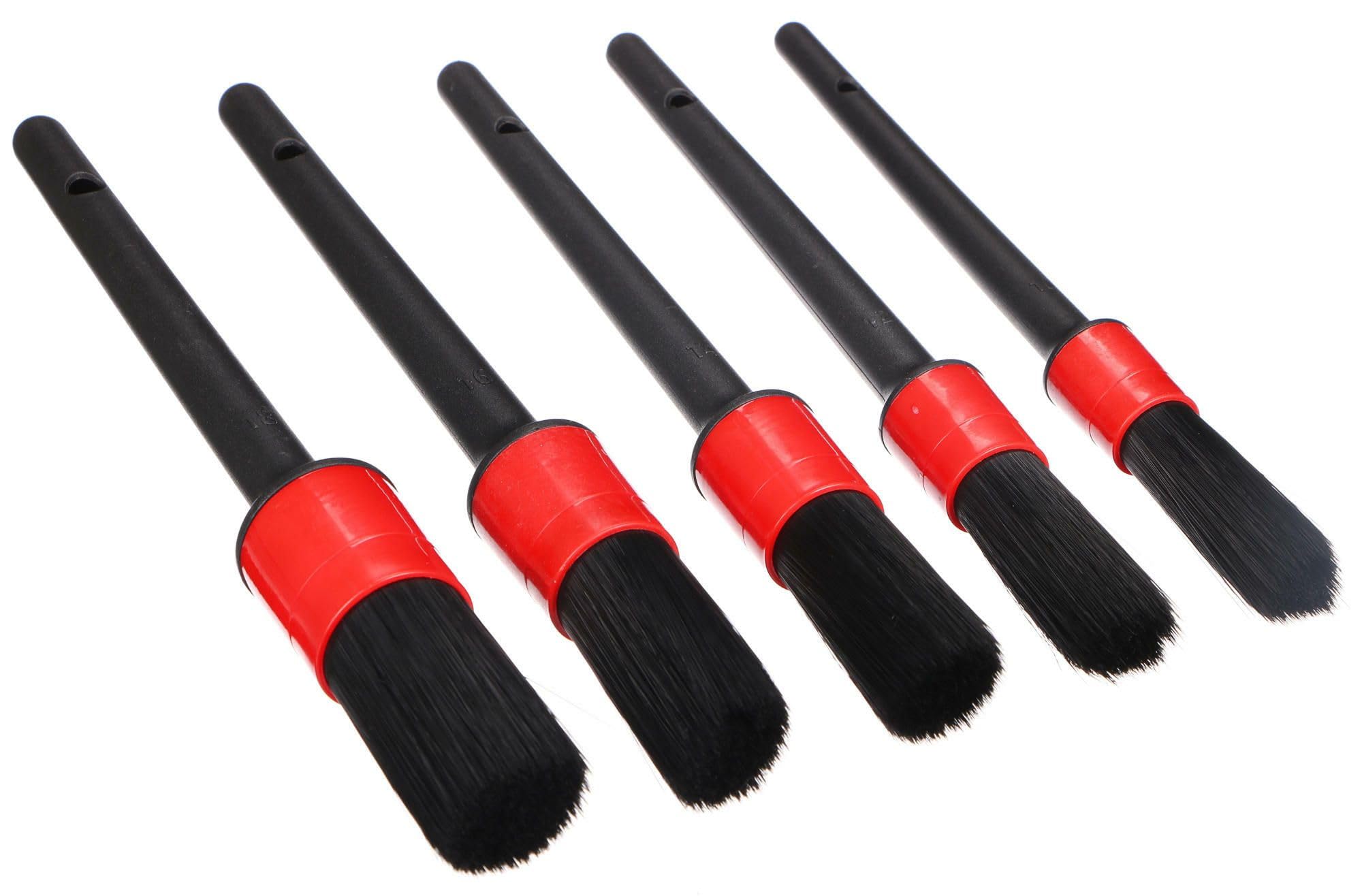 CAR DETAILING BRUSH 5 SOFT | Zestaw 5 miękkich pędzli precyzyjnych do czyszczenia samochodu