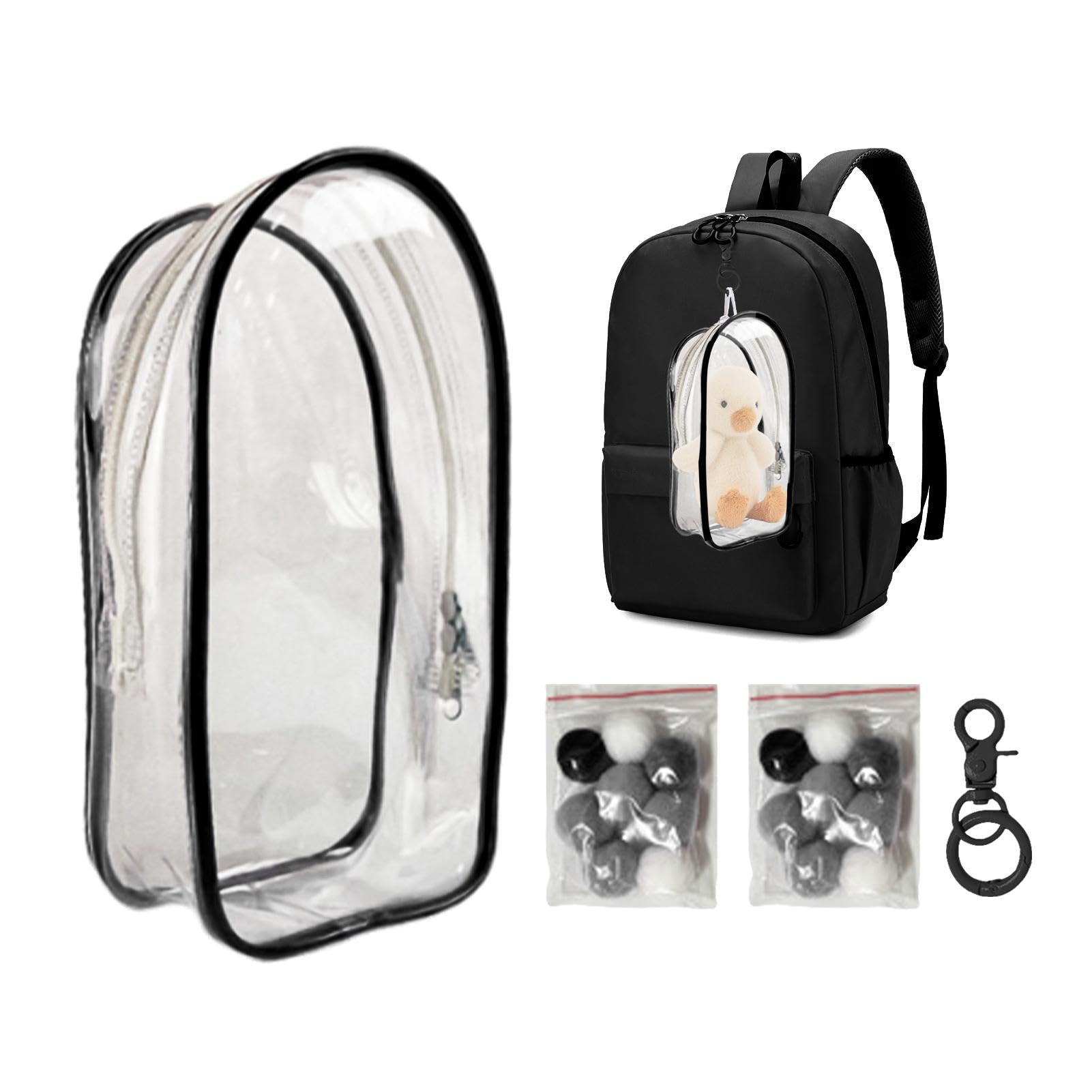 AUTOECHO AUTOECHO Estuche de Transporte para muñecas, Estuche Transparente para Llavero - Bolsa de Llavero con exhibición de Figura de muñeca pequeña - Paquete de muñecas de algodón vacío, Vitrina de muñecas