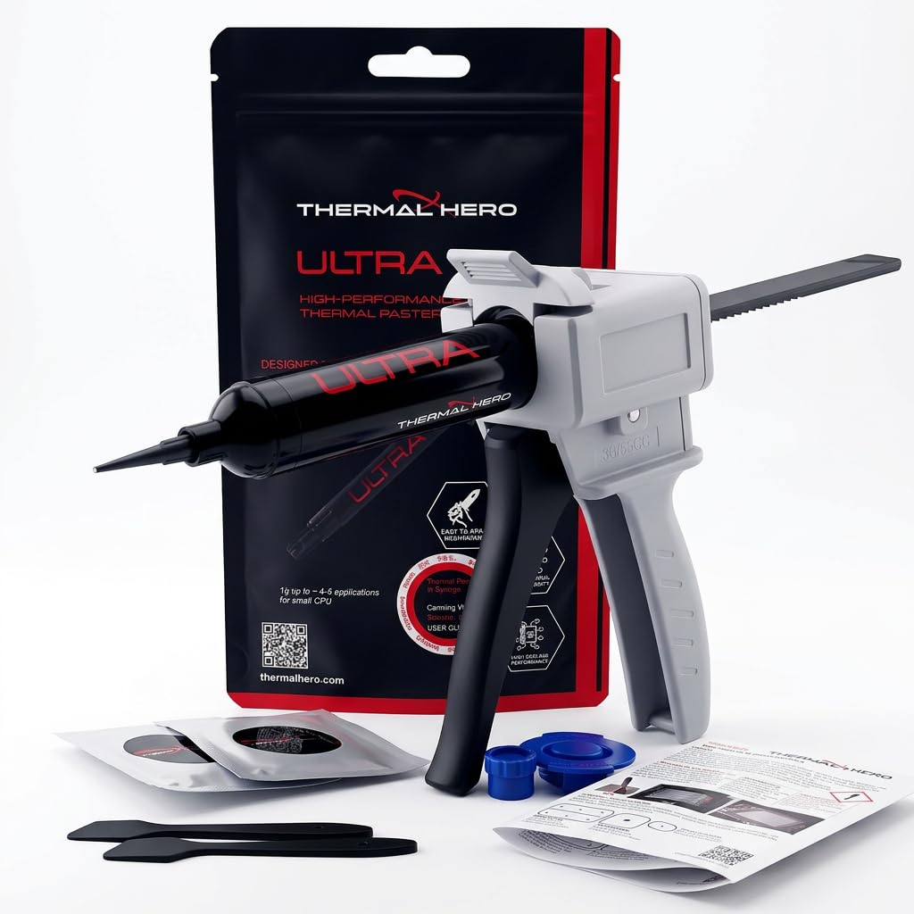 Quantum Pâte thermique 25 g avec pistolet doseur – Pâte thermique de qualité supérieure pour processeur, GPU, jeu et station de travail