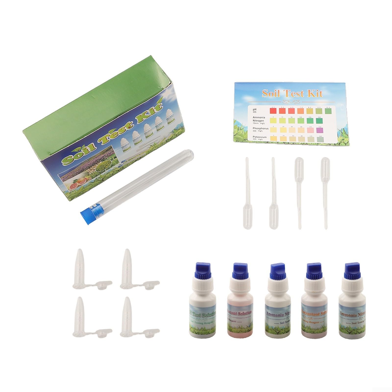 10ml Soil Kit for pH, NPK & Soil Quality Measurement – for Easy-to-Use Liquid Reagent Kit with Color Chart, Tubes & Control Sheets for Garden