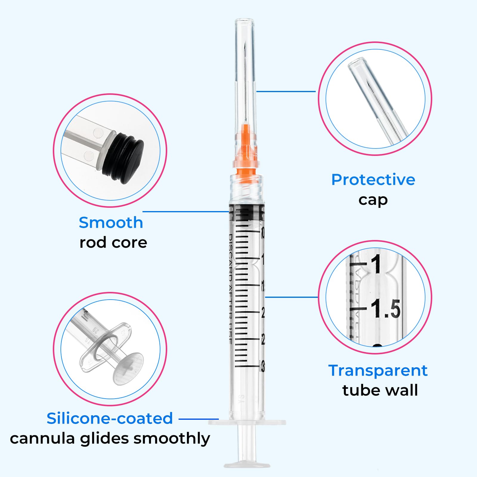 Lab Syringes - 50 Pack Disposable 3ml -5 Lab Syringes - 50 Pack Disposable 3ml -5