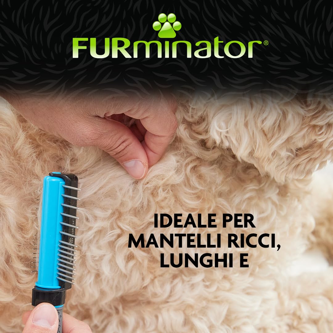 FURminator 2in1 Spazzola districante e Pettine per Cani - Ideale per Barboncini e Doodle - Rimuove Delicatamente Nodi e grovigli - per Una toelettatura Senza Stress