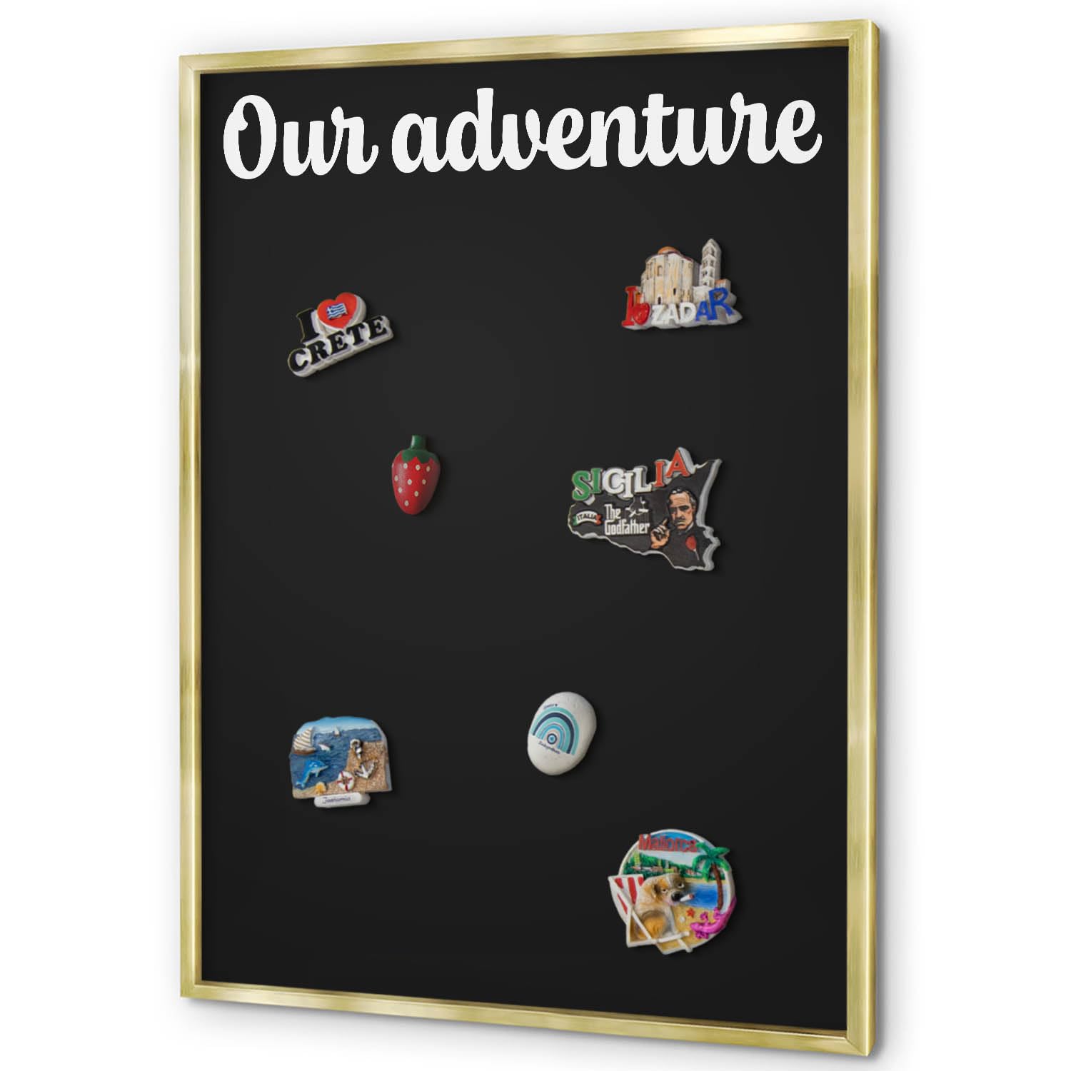 Explorer Magnetic Board 70x100 cm | Gold Frame | Our Adventure