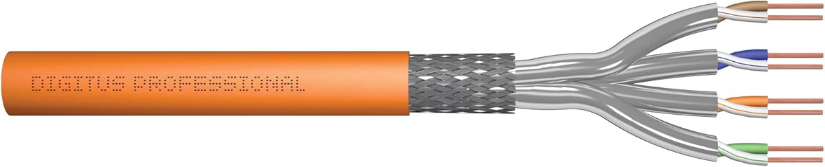 DIGITUS 250 m Cat 7 Netzwerkkabel - S-FTP (PiMF) Simplex - BauPVO Dca - LSZH Halogenfrei - 1200 MHz Kupfer AWG 23/1 - PoE+ Kompatibel - LAN Kabel Verlegekabel Ethernet Kabel - Orange