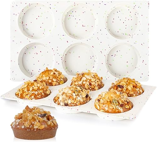 Miniatura 9 de CAKETIME Molde para Cupcake Superior, Moldes de Silicona para Huevos para Sándwiches de Desayuno Moldes de Silicona Redondos de 3 Pulgadas para