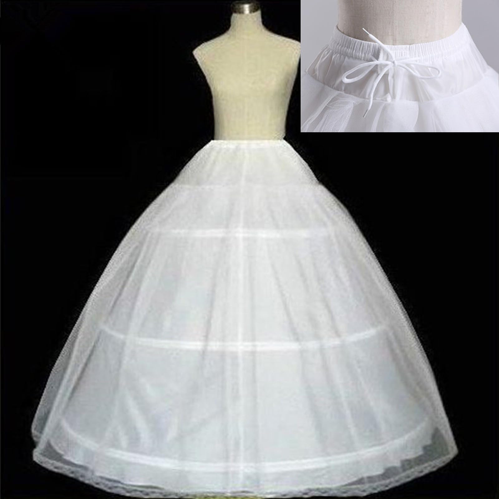 Bruidshuwelijk Petticoat Hoop Crinoline Prom Onderrok Fancy Rok Slip, Bruidstrouwjurken Wit