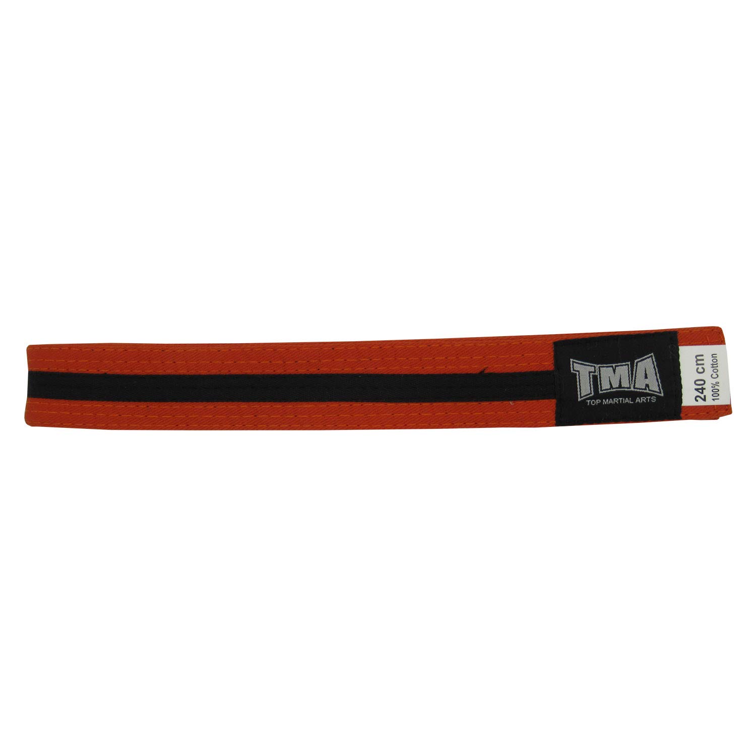 TMA New Martial Arts 1-1/2 Wide Double Wrap Karate Taekwondo Color Belt Black Stripe (Orange, 2)