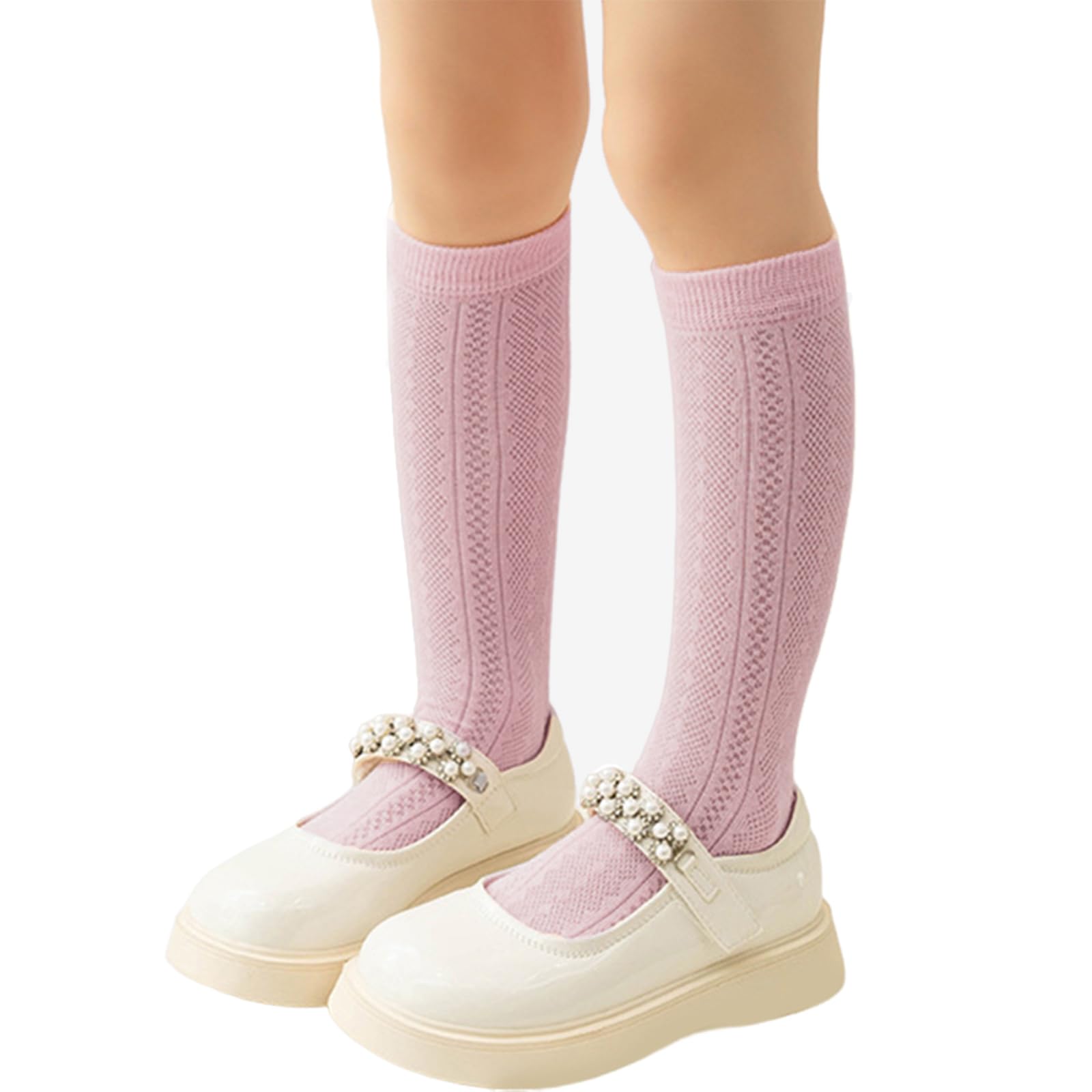 Kneehigh Socks Cotton Midcalf Socks Kids Girl Spring Stretchy Mesh Socks for Little Girls School Uniform Socks