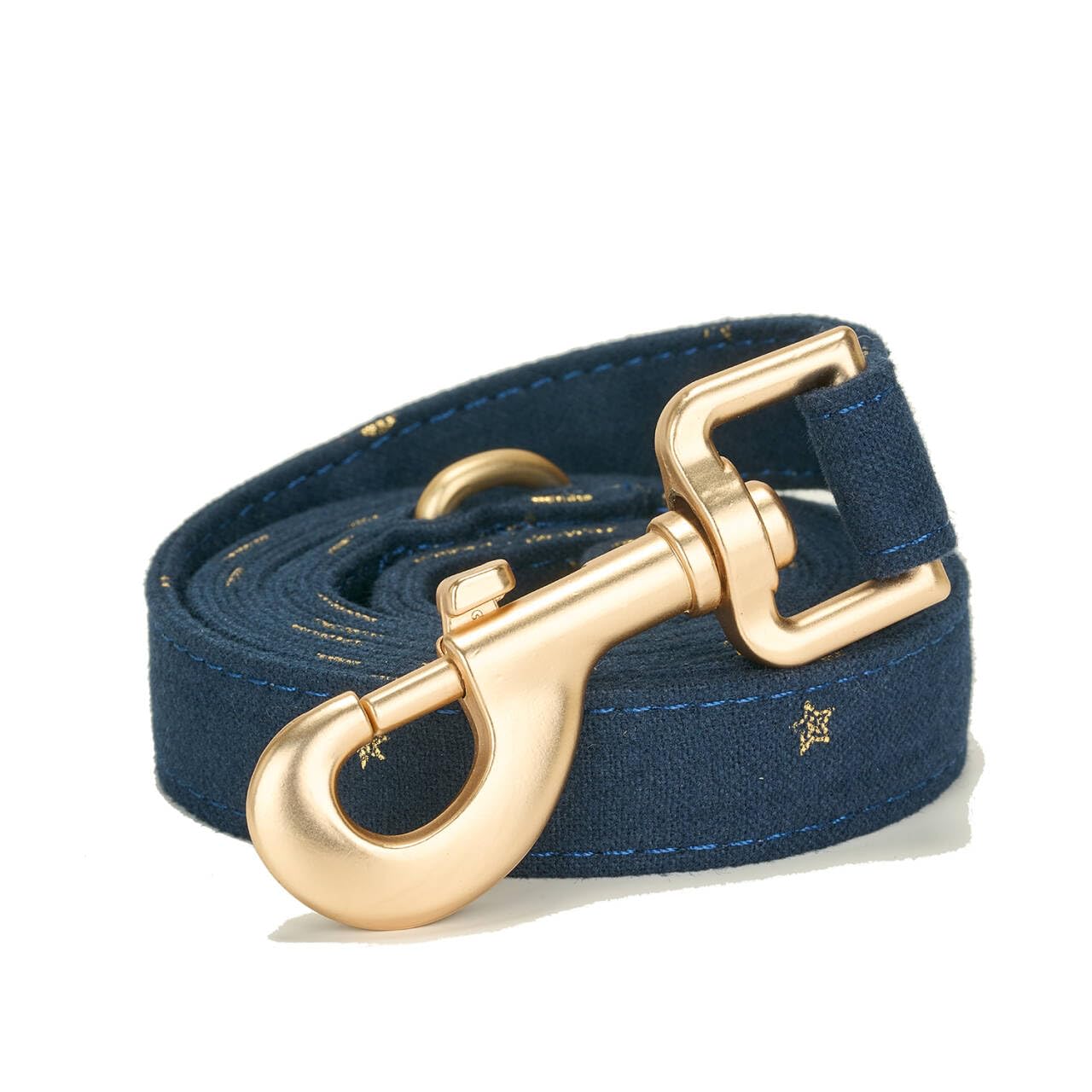 Petiry Cotton Dog Lead with Gold Star Print,With D-Ring for Poop Bag Holder,150cm Length x 1.5cm Width-Ideal for Small Dogs,NavyStar,S