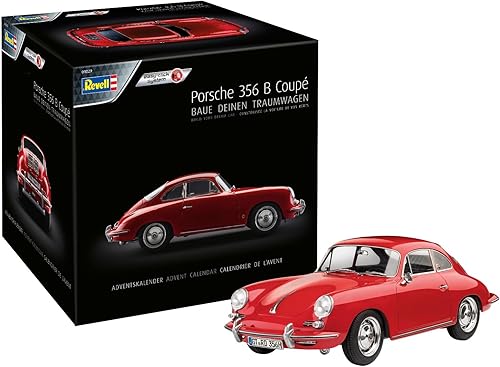 Revell 1029 Porsche 01029 356 B Calendario de Adviento (18+), kit de modelo de plástico 1:16 (fácil de clic) con herramientas, accesorios y