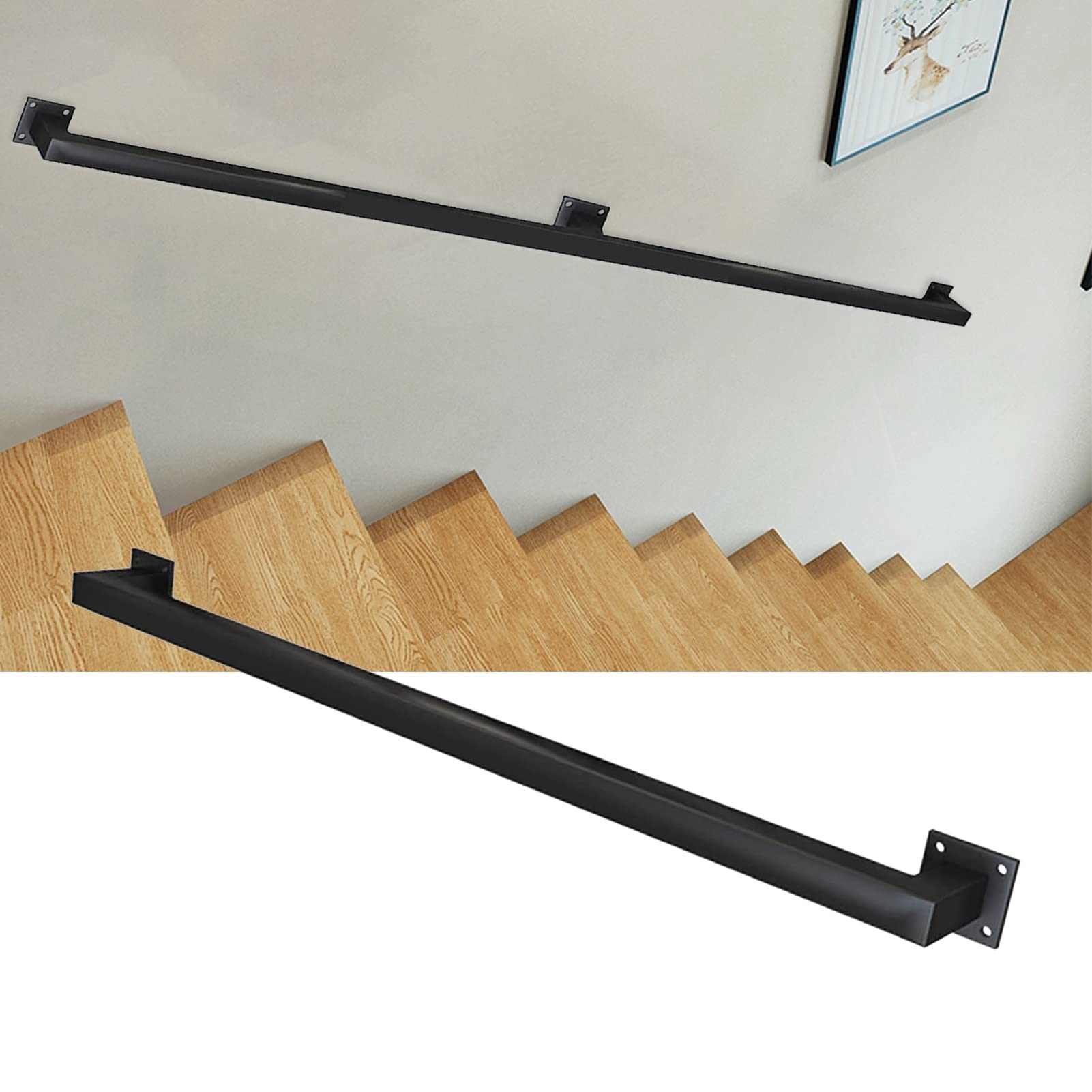Rampe d'escalier contre les chutes avec support en fer forgé solide