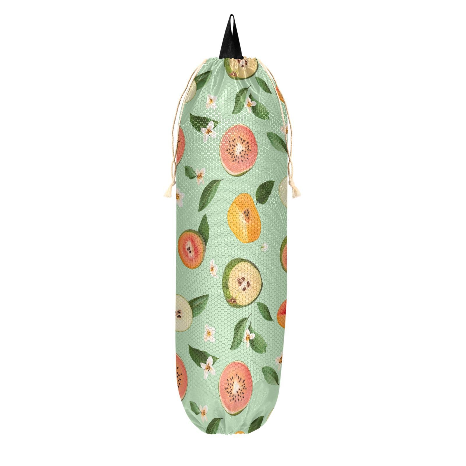 Shopping Bag Holders For Grocery Bags Garbage Bag Holder Dispenser for Travelling Family Friends Grandma Mom (Art Sapote Fruit Sage Green)