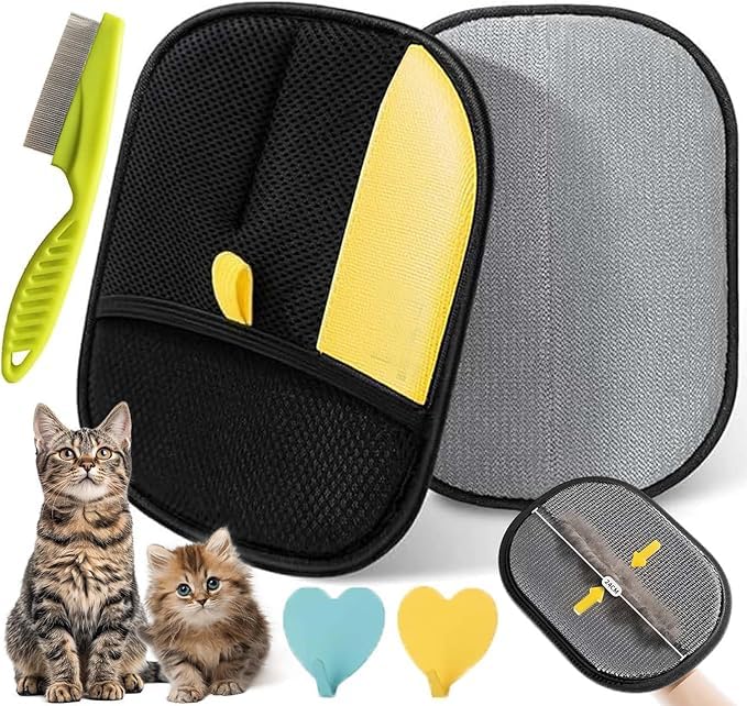 Brosse Anti Poils Animaux, Réutilisable Rouleau Poils Animaux, Brosse Poil Chat Chien, Pets Double-Sided Pet Grooming Gloves, Cat Dog Grooming Hair Remover...