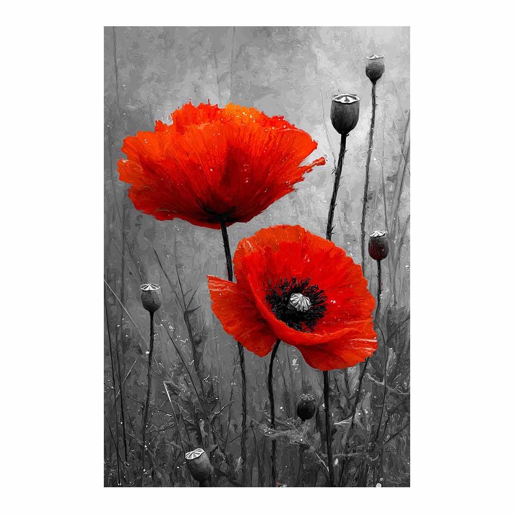 Xeniou Multicolor Flower Posters Reds Poppy Wall Decor Canvas Wall Art, For Living Room Bedroom Home Wall Decoration(Multicolor)-80X120cm Unframed