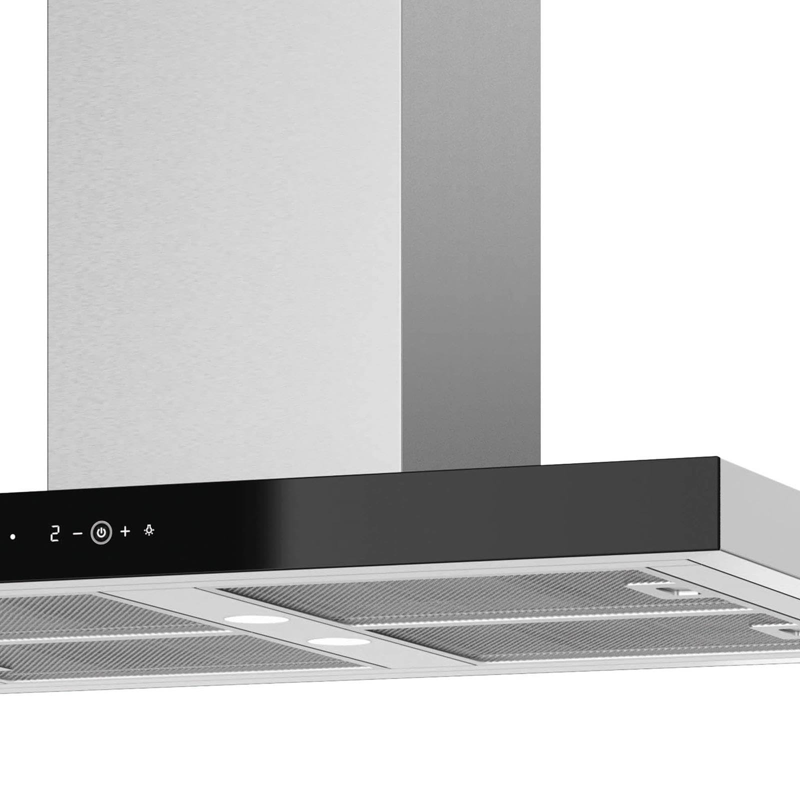 Oranier Inselhaube 90 cm Edelstahl ISOLA90E1 Dunstabzugshaube mit Glasfront 4 Leistungsstufen LightUp-Display
