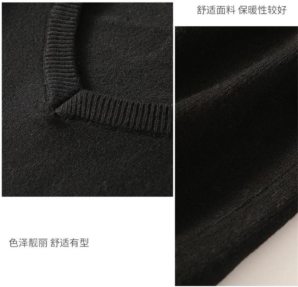Men's Knitting Cashmere Wool Blend Vest V-Collar Loose Solid Color Vest Soft Keep Warm Sleeveless Sweater