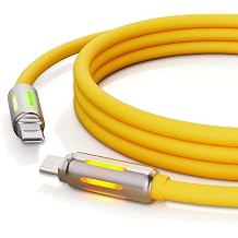 OATSBASF 240W USB C to USB C Cable 4FT, Zinc Alloy & Silicone Tangle-Free Fast Charging Type C Cord for iPhone 17 Pro Max, Samsung Galaxy S26/S25/Fold, MacBook Pro/Air, iPad, Pixel Yellow, 4FT