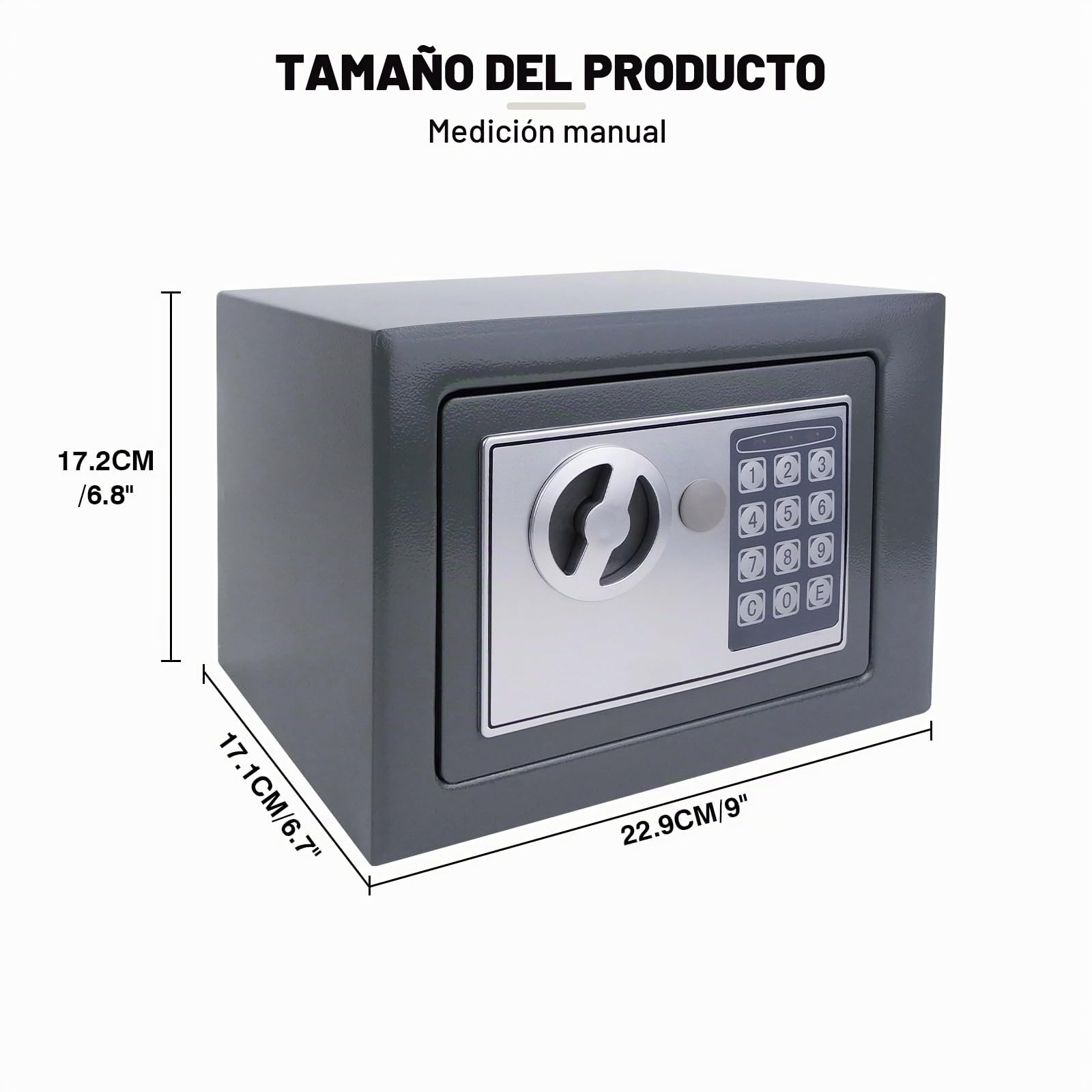 Caja fuerte con 2 llaves y cerradura electrónica, resistente al fuego, resistente al agua, caja fuerte electrónica de acero de hierro, caja fuerte para negocios, dinero, joyas, objetos de valor, 4,6
