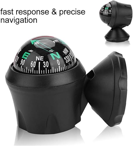 Miniatura 6 de Alomejor Brújula de montaje en coche ajustable bola marina brújula visión nocturna para coche mar barco marino