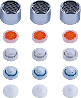 3 Pcs Faucet Aerator, Female Thread Kitchen Faucet Aerator Kitchen Sink Aerators, 1.2, 1.5, 1.8, 2.5 GPM Flow Restrictor Replacement Parts Bathroom, 15/16-Inch 22mm Female Thread-Chrome