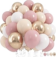 HILAVO Nude Dusty Pink Balloons 60 Pack 12 Inch Latex Helium Balloons - Retro Blush Apricot Beige Gold Neutral Party Decor for Birthday Wedding Baby Shower