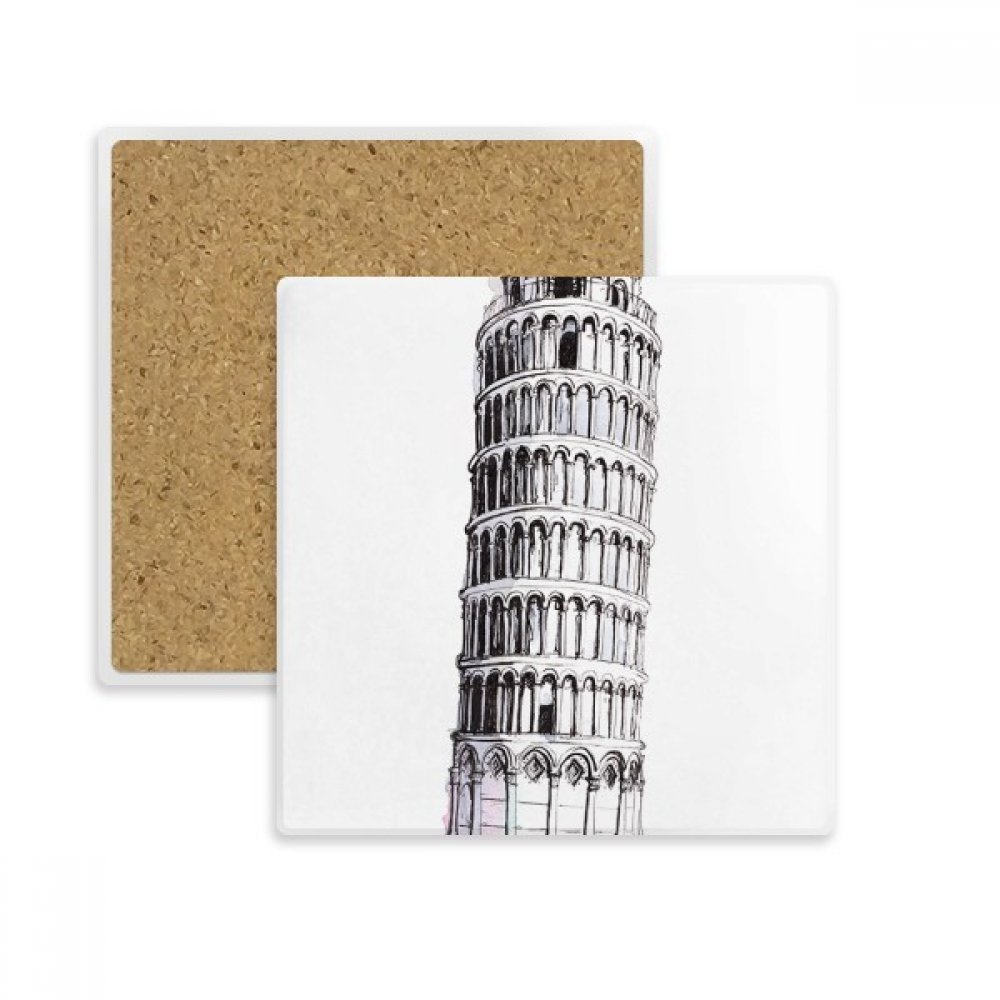 Porte Gobelet Coaster Carrée Michigan Pizza Tour Pierre Absorbante Multicolore