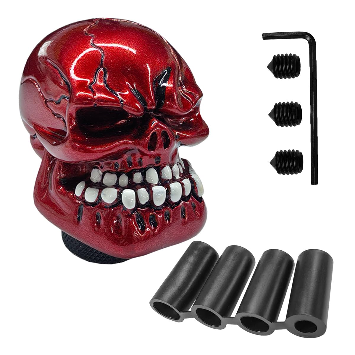 Uhanbut Red Skull Car Gear Shift Knob, Resin Automotive Transmissions Shifting Lever Handle, Big Tooth Skull Vehicle Gear Stick Shifter Knob Compatible With Most Manual Automatic Car Suv Truck (Red)