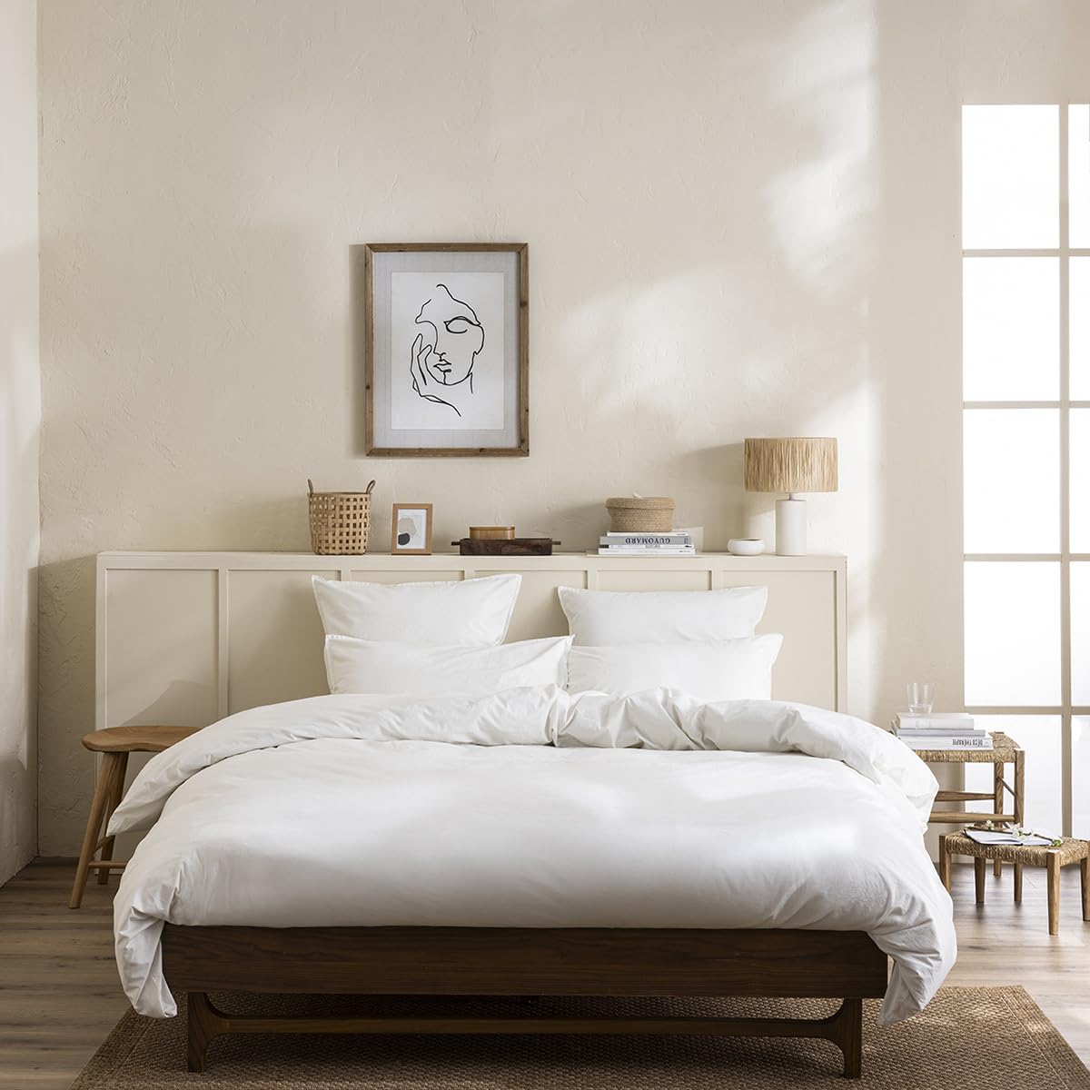 Plain Dyed Washed Cotton Percale Duvet Cover, Delicate, 200 x 200 cm, ESSIX