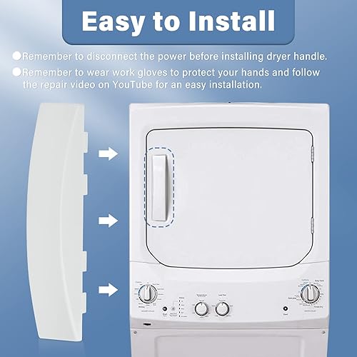 Miniatura 6 de WE01X30378 - Manija de puerta de secadora para GE GUD27ESSMWW GUD27ESSM1WW reemplaza a WE01X25878 WE1M1068 para piezas de secadora GE de repuesto