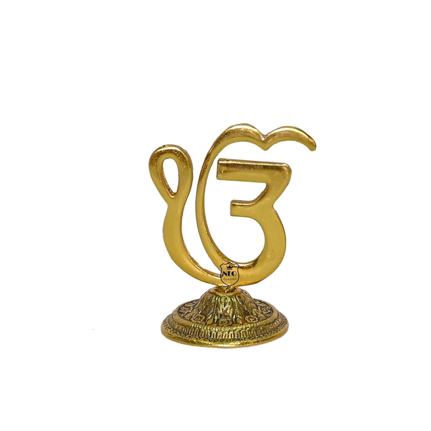 NEO CLASSIC Ek Onkar Symbol in Metal ShowPiece for Gurudwaras, Mandirs, Home and Offices (Onkar Gold)