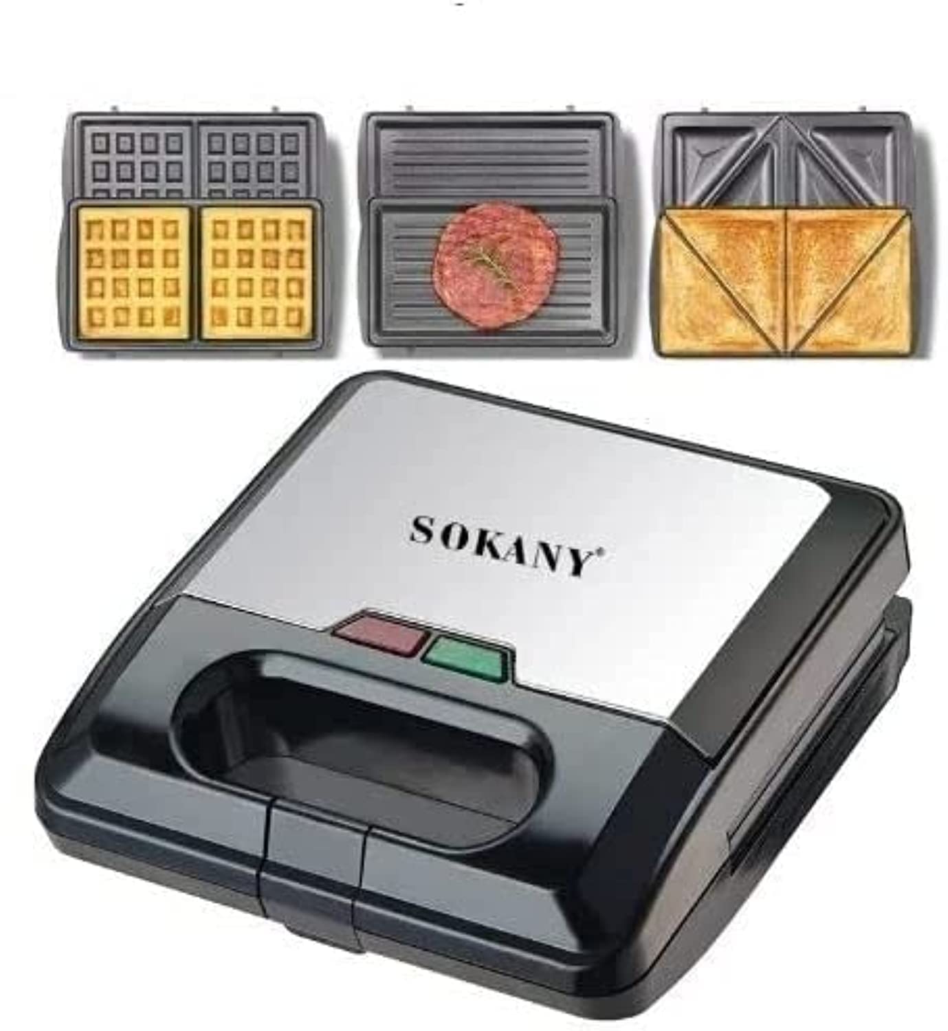 Sokany 3 in 1 Sandwich Maker 4 Slices Silver, 750 W, KJ-303: Buy Online at Best Price in Egypt - Souq is now Amazon.eg