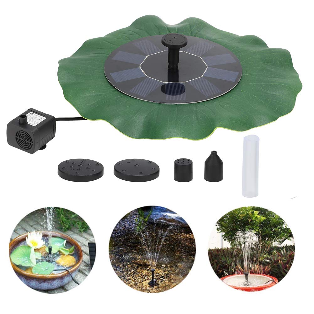 Pompe de Fontaine Solaire, Pompe Solaire Améliorée pour Bassin, Panneau de Fontaine à Eau Solaire Circulaire de 1,4 W avec 6 Attaches, pour Bain D'oiseaux Extérieur, Décoration