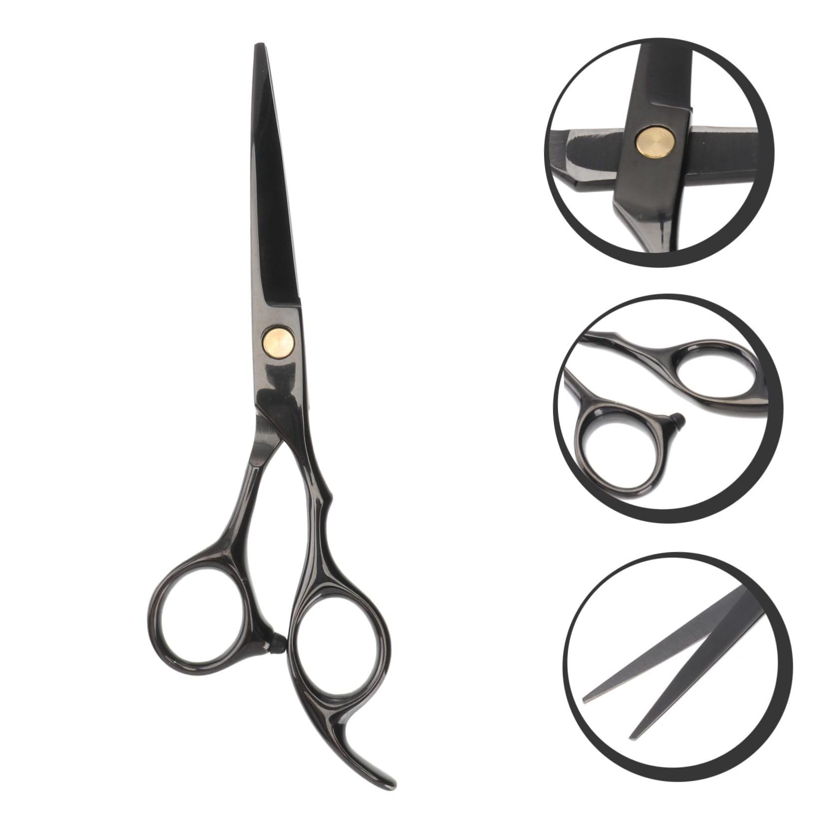 Ipetboom 3pezzi Forbice Professionale Per Parrucchieri Nero Strumento Di Taglio Per Saloni e Barbieri Design Ergonomico e Precisione Di Taglio Per Sfoltire e Modellare