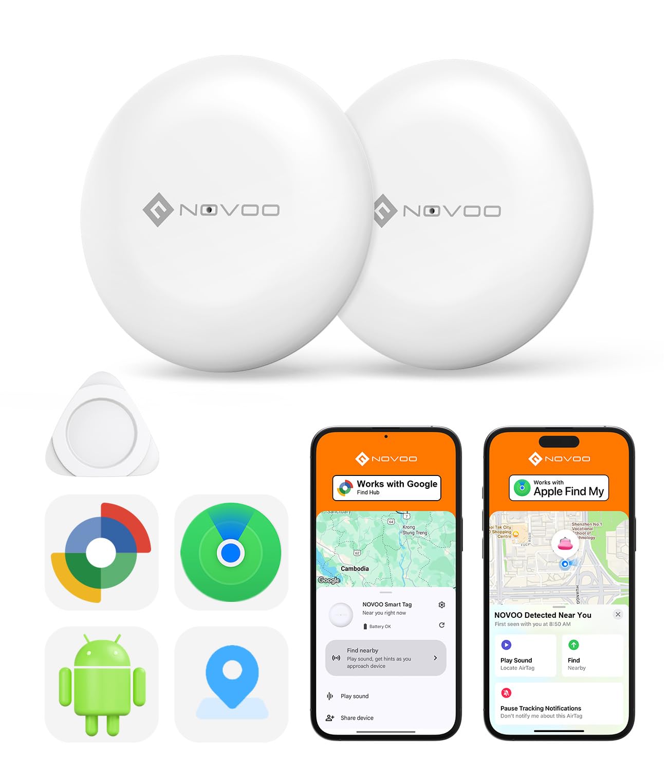 NOVOO Smart Bluetooth Tracker Tag, Keys Finder & Item Locator for Wallet, Passport, Luggage and Bags, iOS & Android Compatible, Loud 80dB Alarm, IPX5 Waterproof, Replaceable Battery, 2Pack-image-29
