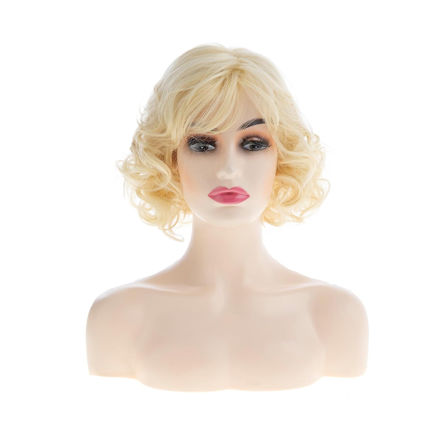 Sallcks Short Blonde Curly Wig for Women Cosplay Party Costume Wig Synthetic Fiber Christmas Halloween Wigs