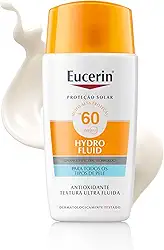 EUCERIN Protetor Solar Facial Ultra Fluido FPS 60 50ml, Hydro Fluid, Antioleosidade, Antioxidante, Rosto, Proteção UVA, UVB e Luz Visível