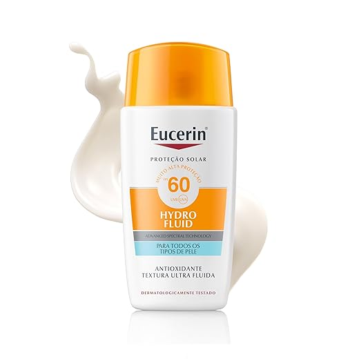 EUCERIN Protetor Solar Facial Ultra Fluido FPS 60 50ml, Hydro Fluid, Antioleosidade, Antioxidante, Rosto, Proteção UVA, UVB e Luz Visível