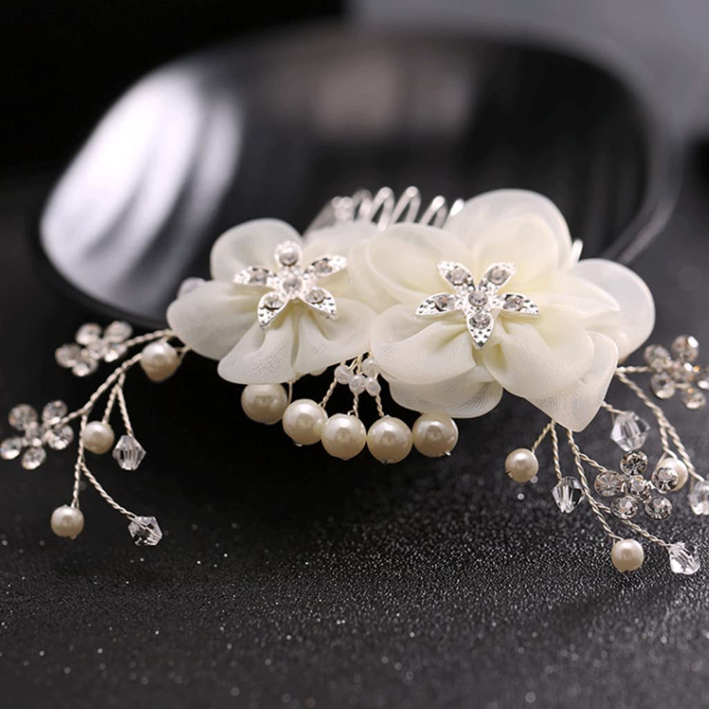 Grzebienie Boczne Grzebień do Włosów Wesele Boczny grzebień do włosów Bridal Hair Clip Grzebień Rhinestone Silk Flower Clip Headpiece na akcesoria ślubne