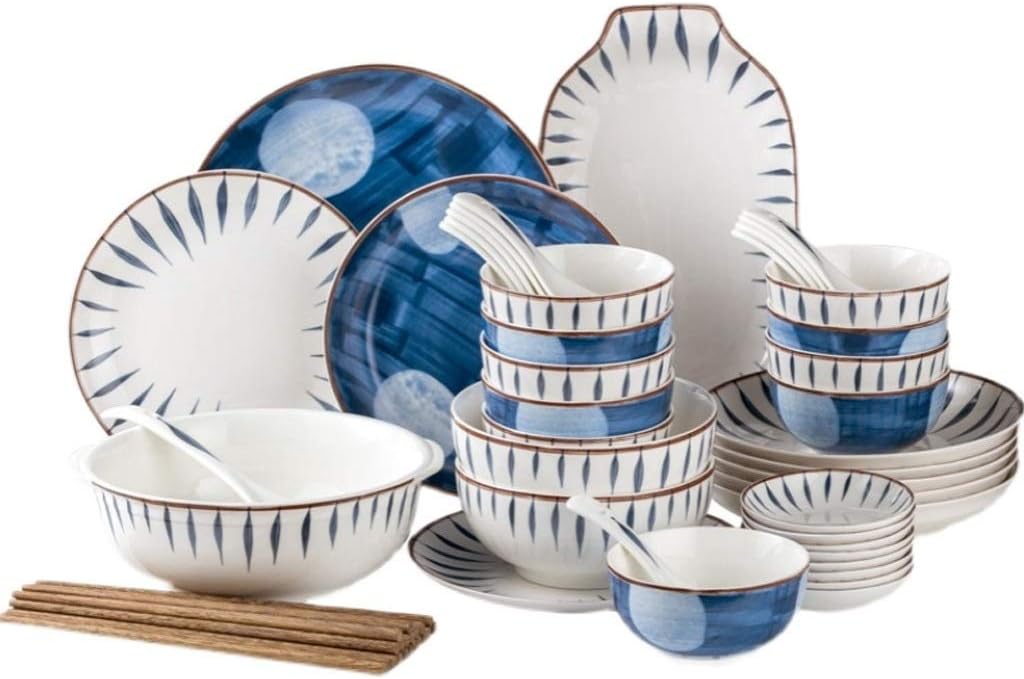 The Ceramic Dish Set with Painted Color Pattern Design, and Individual Home Use