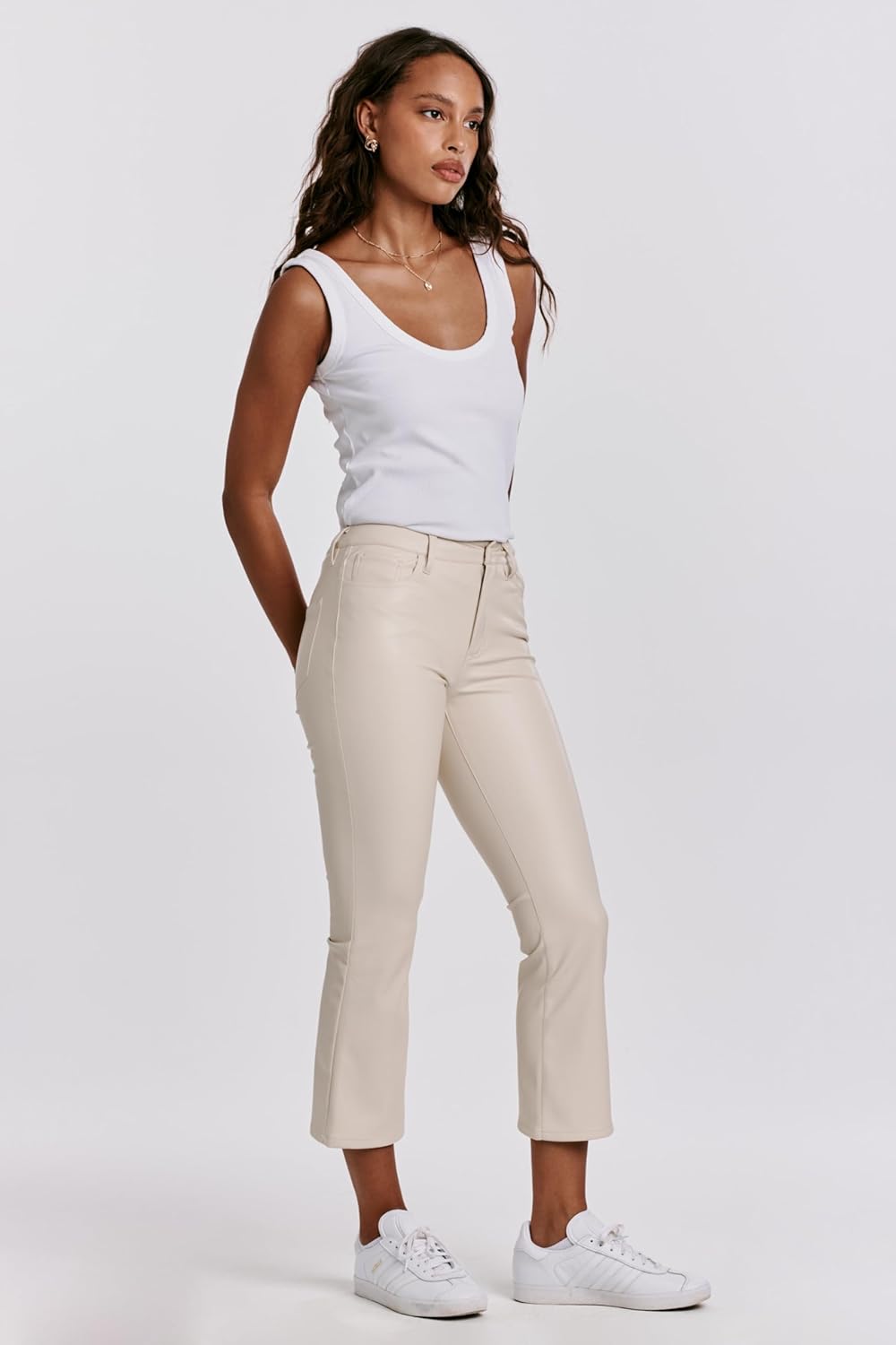 DEAR JOHN Jeanne Flared Leg Women's Pants Mid-Rise Waisted Cropped Inseam