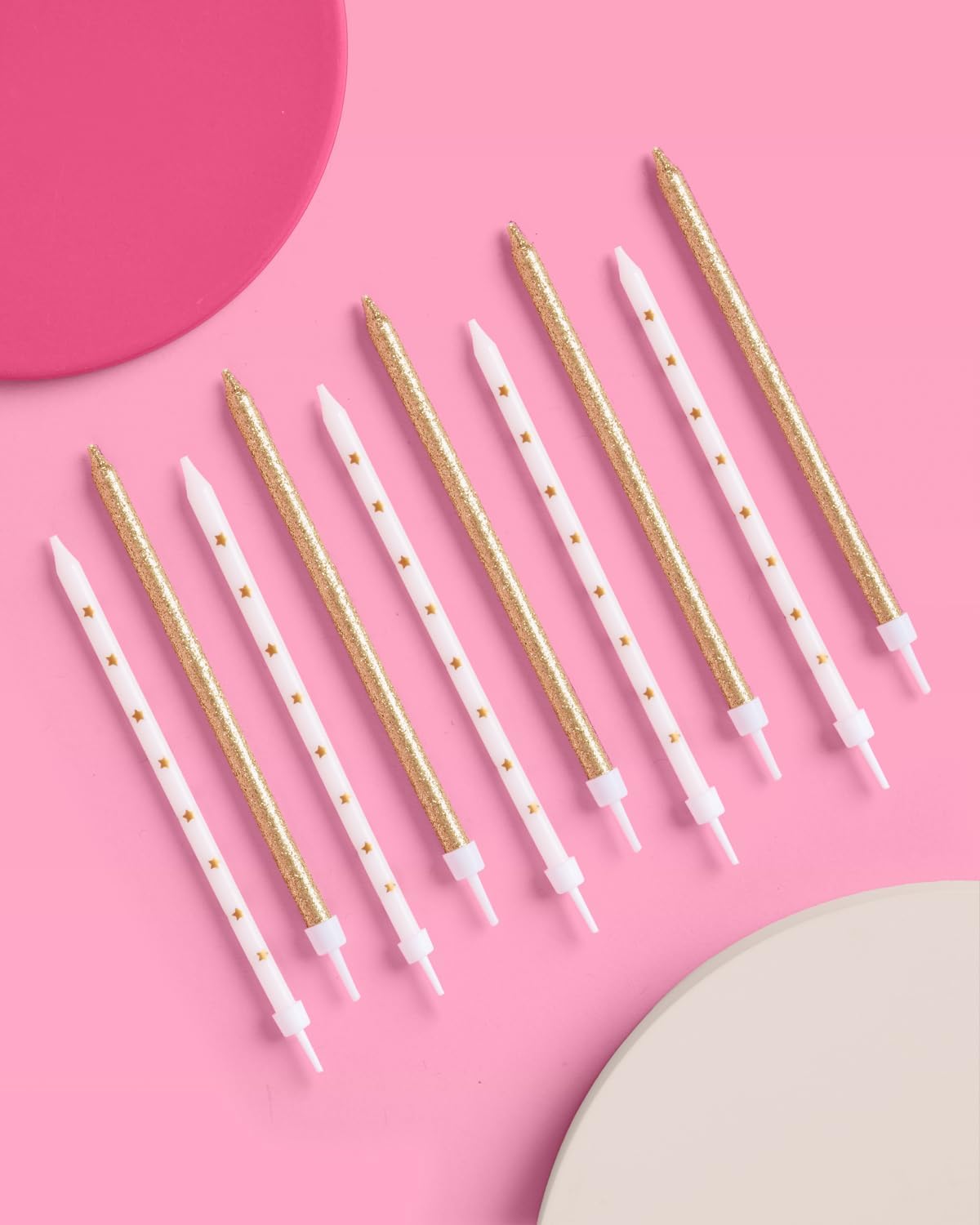 xo, Fetti Gold Glitter Star Cake Candles, Tall Thin - 10 Pcs | Birthday Party Supplies, Bachelorette Cake Decor, Cupcake Topper, Fun Dessert Decorations