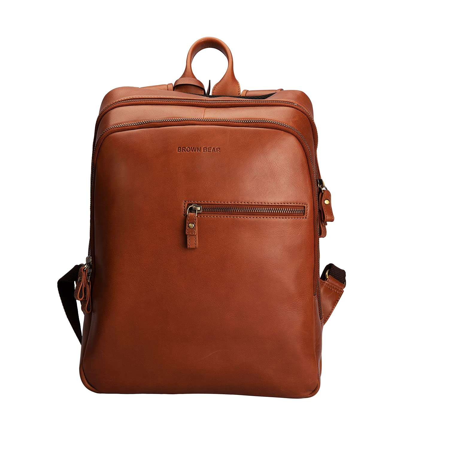 Brown Bear leather Business Laptop Backpack for Men Fit 15.6 inch Laptop with Convenient Adjustable Strap & Padded Compartment