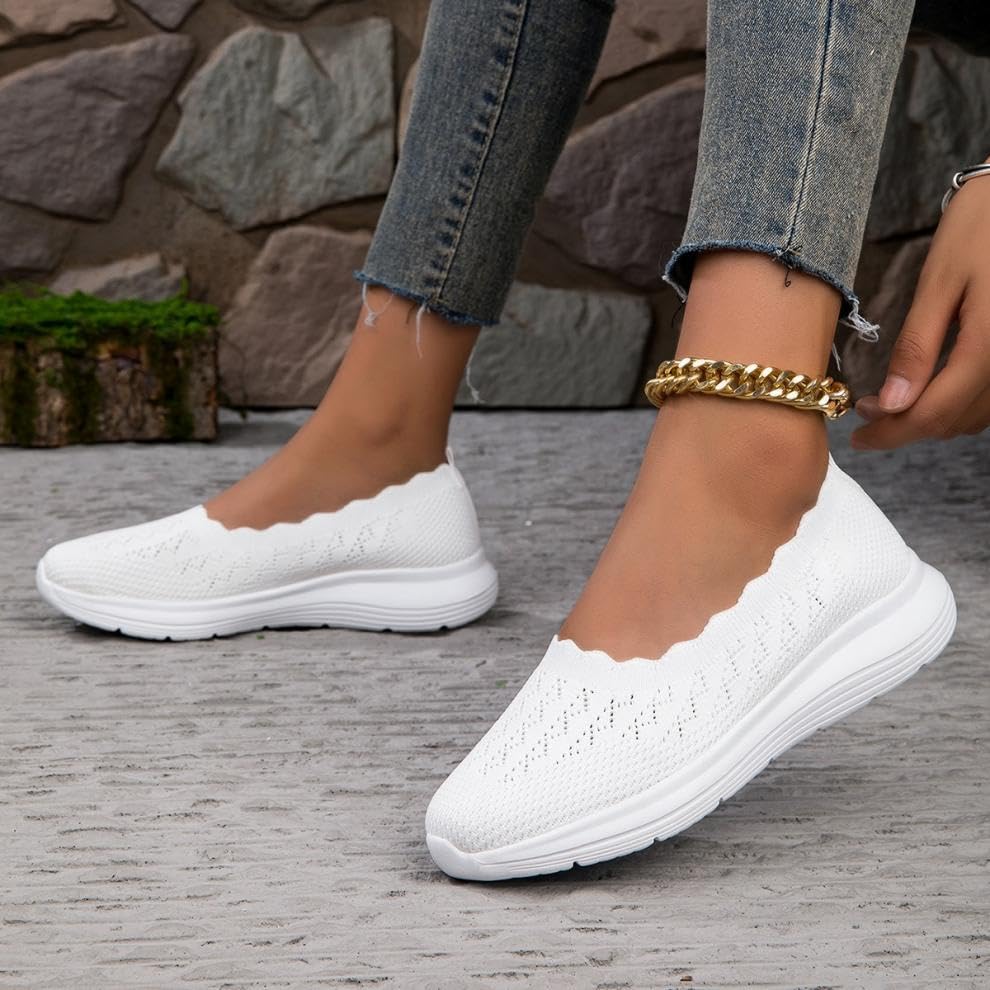 Women's Slip on Loafer Shoes Mesh Casual Walking Sneakers Knit Round Toe Nurse Casual Shoes