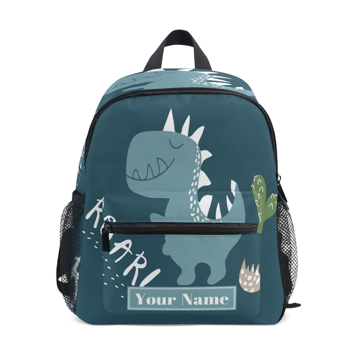 OREZI Custom Preschool Backpack with Chest Strap,Personalized Backpack with Name/Text Daycare Bag,Cute Dinvector Childish Multi toddler bag Toddler