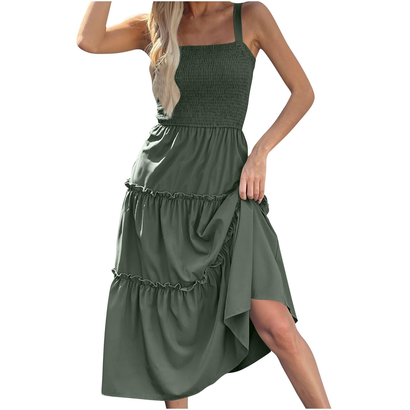 Robe d'été fluide à bretelles spaghetti motif élégant de plage - 8