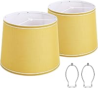 Vista 16 de Juego de 2 pantallas medianas para lámparas de mesa/de pie, pantallas de tambor de tela altas y medianas, 13" superior x 11" inferior x 10