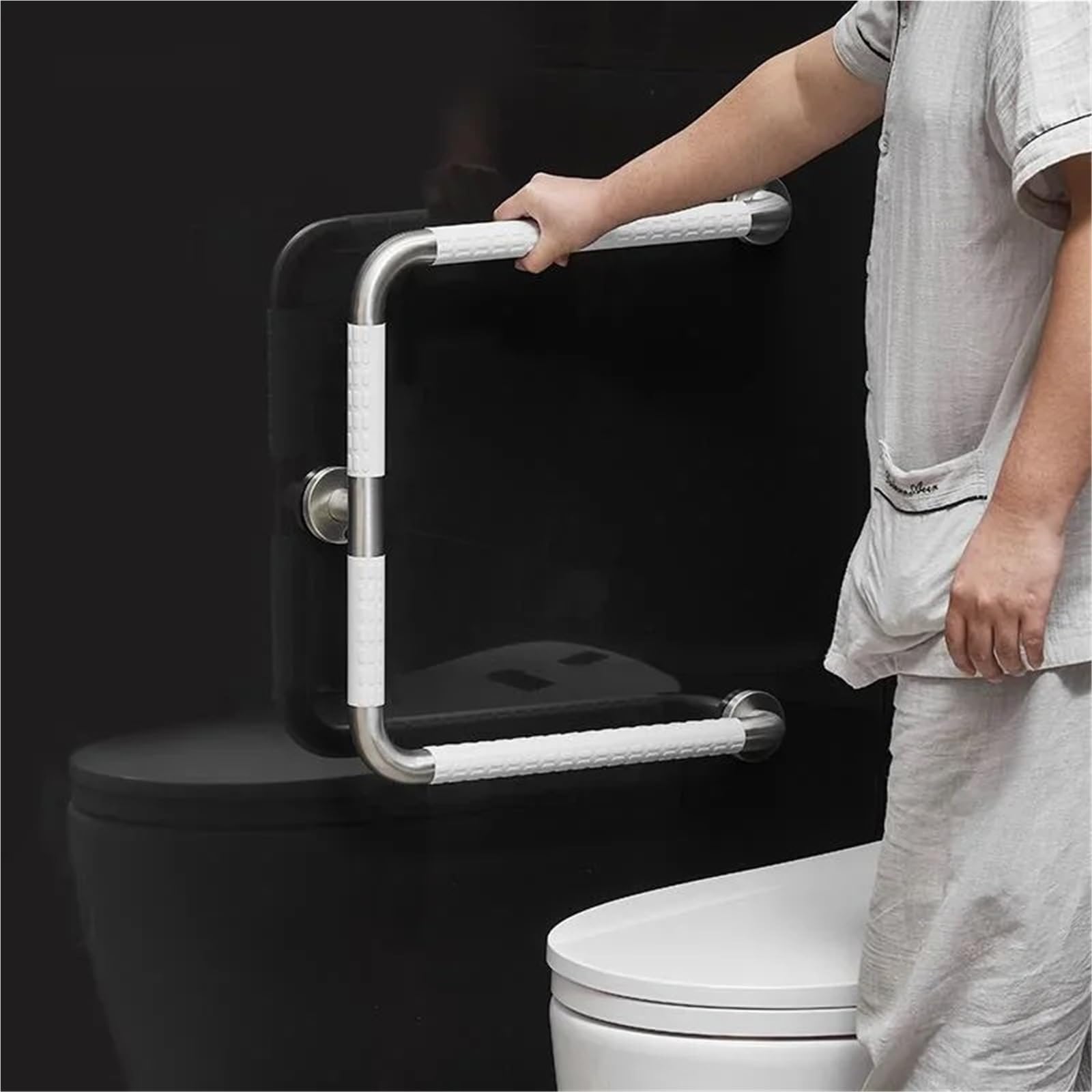 Mango de ducha sin barreras, barra de elevación para inodoro, mango de baño, antideslizante, en forma de U, barra de apoyo para baño