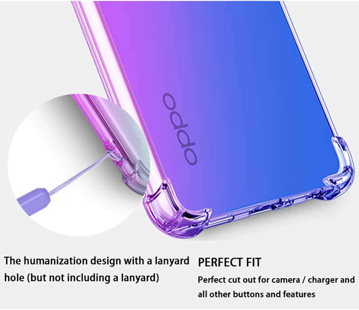 HAOYE Cover per OPPO A91 Cover, Custodia in TPU a gradiente Colori, [Rinforzare la con Quattro Angoli] Custodia Trasparente Silicone Morbida TPU Ultra Sottile Case (Rosa/Verde