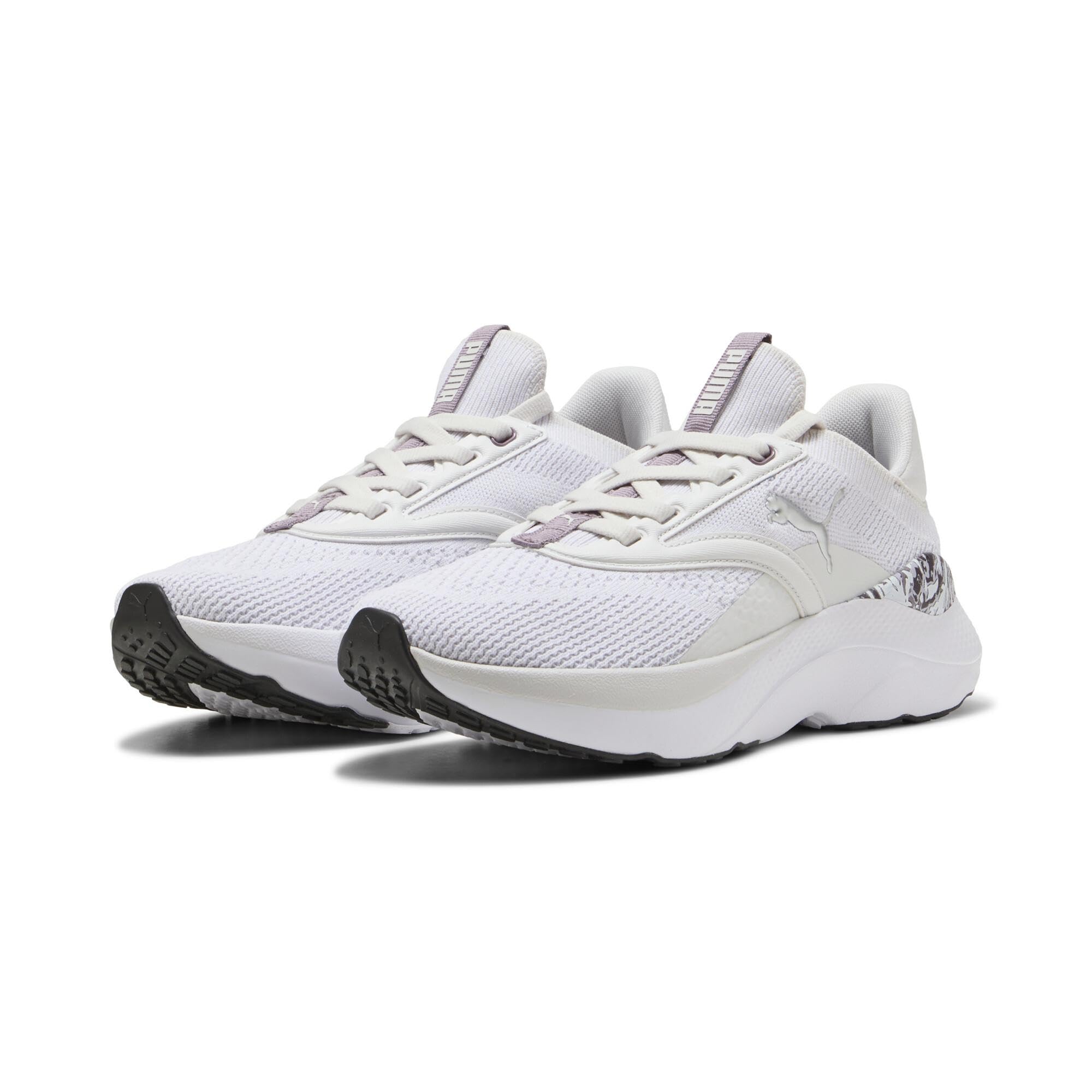PUMA Women's SOFTRIDE MAYVE Mystic WNS Road Running Shoe, Feather Gray Black-Lilac Crush-Plum JAM, 4 UK