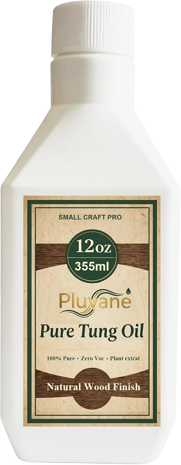 Pure Tung Oil 12oz – 100% Natural Wood Finish for Small Projects, Pure Plant Extract, Ideal for Jewelry Boxes, Cutting Boards, Furniture, Wooden Crafts